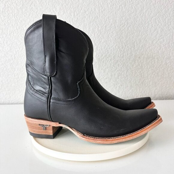 Lane EMMA JANE Womens Cowboy Bootie 7 Black Leather Western Cowgirl Short Boots - Picture 2 of 10